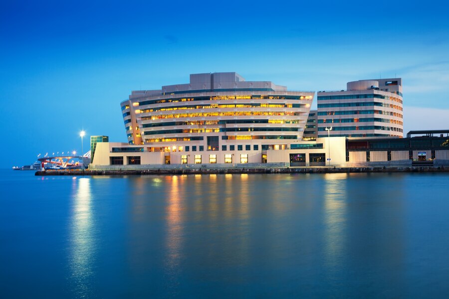 maing-building-port-vell-evening_1398-3916